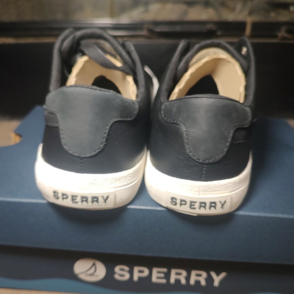 Sperry Sandy LTT Black Leather Sneakers Womens Size 6 Low Top‎ Lace Up STS88204